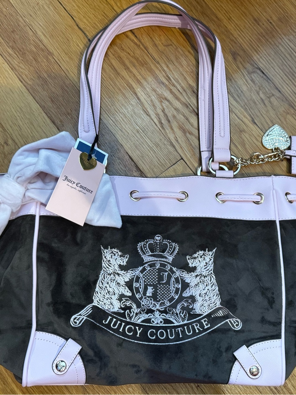 Juicy Couture Black Tote with Light Pink Trim and Logo